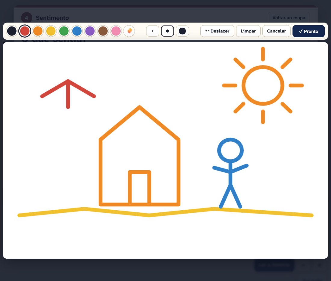 A folha de desenho, com as cores e um desenho de criança